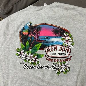 Retro Ron Jon Surf Shop Sweatshirt Men's Large Cocoa Beach Florida Paradise Gray